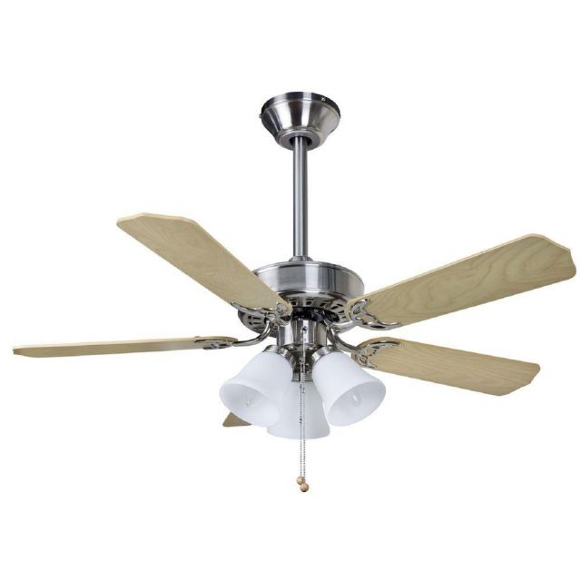 Fantasia 114239 Belaire Ceiling Fan In Brushed Nickel With 42 Inch Maple And Oak Blades And Lights