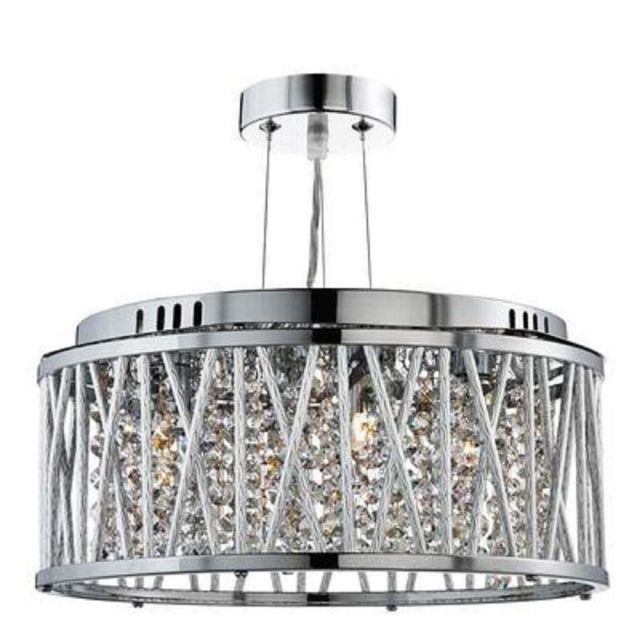 Searchlight 8333-3CC Elise 3 Light Ceiling Pendant Light In Chrome With Crystal Droplets