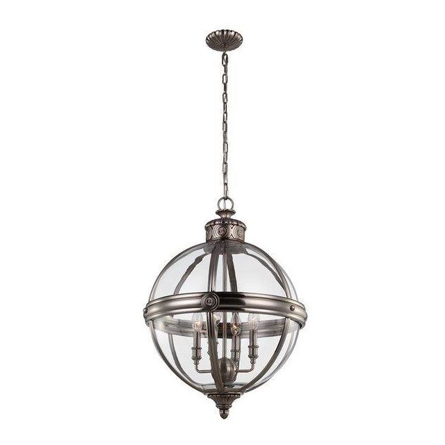 Adams 4 Light Victorian Glass Orb Nickel Ceiling Lantern
