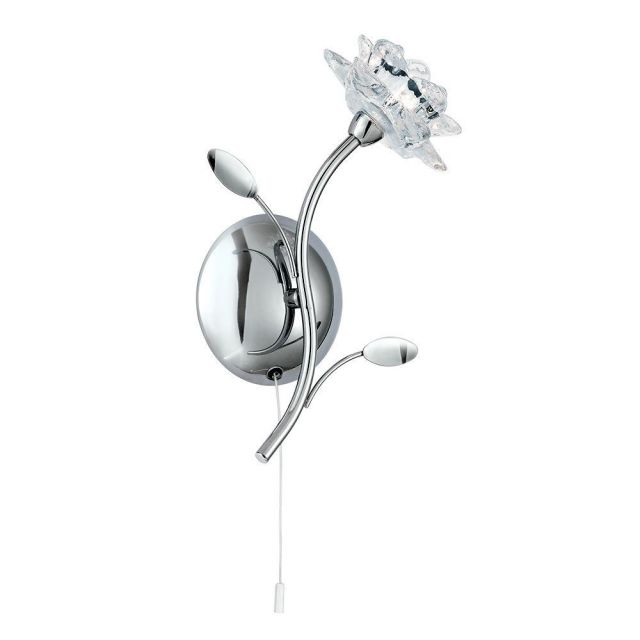 Searchlight 8281-1CC Bellis Chrome and Glass Flower Wall Light