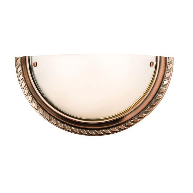 Endon 61238 Athens Frosted Glass Wall Light in Antique Copper Finish