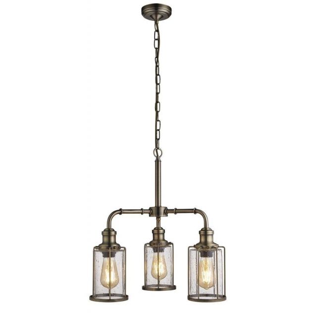 Searchlight 1163-3AB Pipes 3 Light Ceiling Pendant Light In Antique Brass