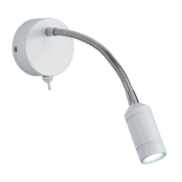 Searchlight 2256WH One Light LED Wall Light With Bendy Arm In White- Height: 240mm