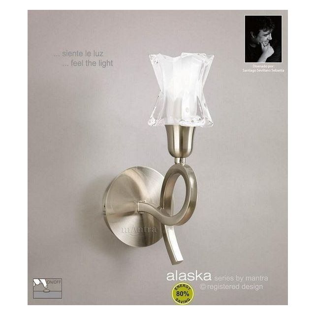 M8613SN/S Alaska Low Energy 1 Lt Switched Satin Nickel Wall Lamp