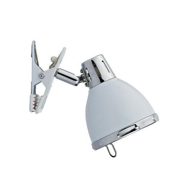 Dar OSA4133 Osaka 1 Light Clip on Spot Lamp in White with Sturdy Clamp