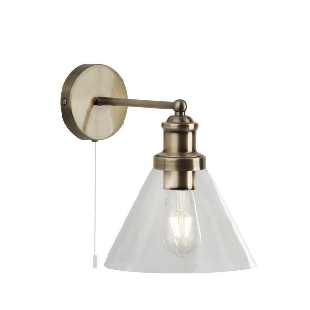 Searchlight 1277AB Pyramid 1 Light Wall Light In Antique Brass