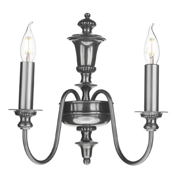 David Hunt Lighting DIC0967 Dickens 2 Light Wall Light In Pewter - Fitting Only