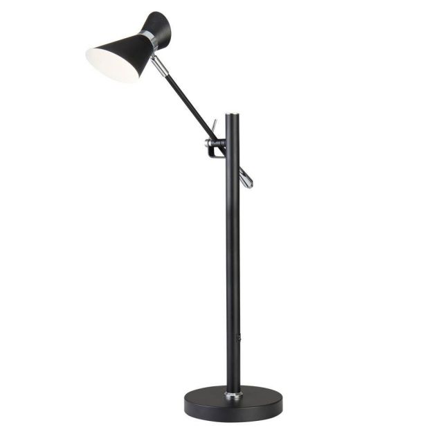 Searchlight 5961BW Diablo One Light Table Lamp With An Adjustable Arm In Black And White