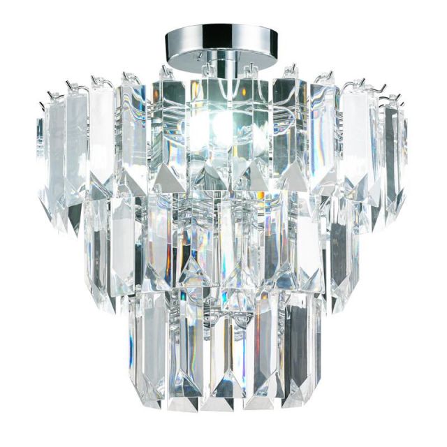 Chichester 3 Light Semi Flush Chandelier Ceiling Light with Clear Prisms