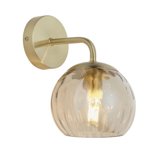 Dimple Single Wall Light In Brushed Gold Finish and Champagne Glass 91970 