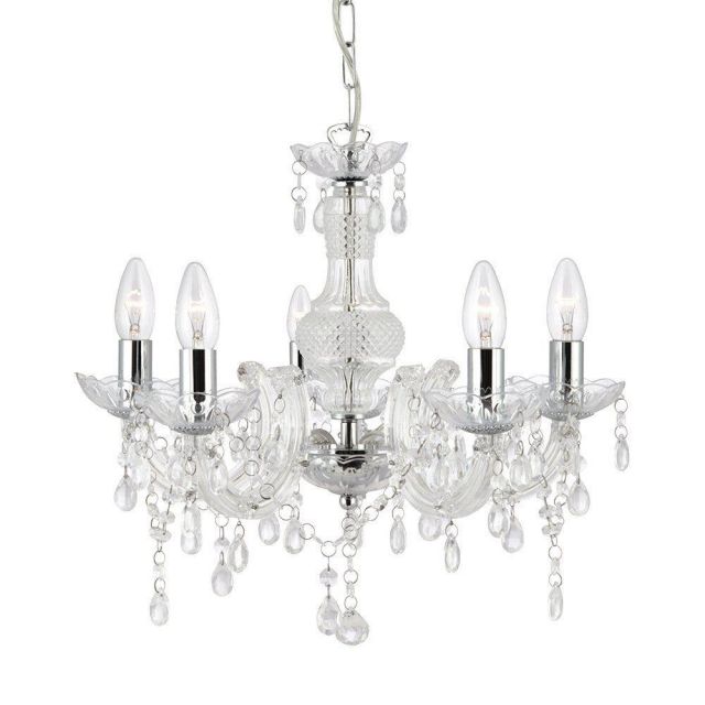 Searchlight 1455-5CL Marie Therese 5 Light Ceiling Pendant Light In Chrome