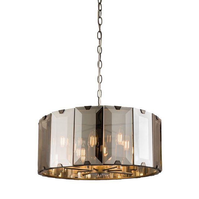 Endon Clooney 61294 Ceiling Pendant Light with Smoked Glass Panels