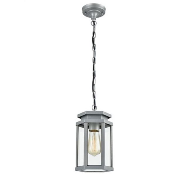 OUT6624 Exterior Outdoor Ceiling Lantern Light In Silver Grey