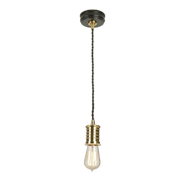DOUILLE/P BPB Douille Lamp Holder Ceiling Pendant In Black And Polished Brass (Fitting Only)