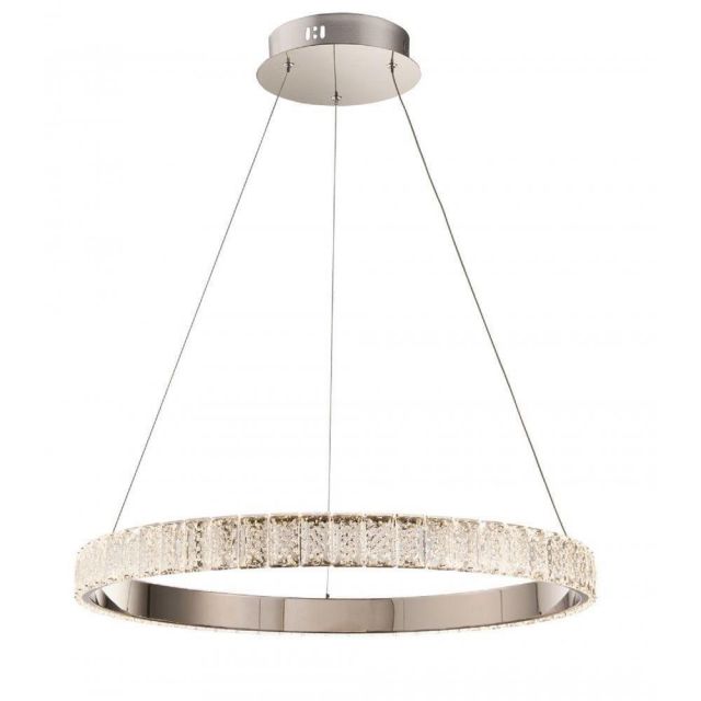 1 Ring Pendant Light In Chrome Plate And Clear Crystal Glass