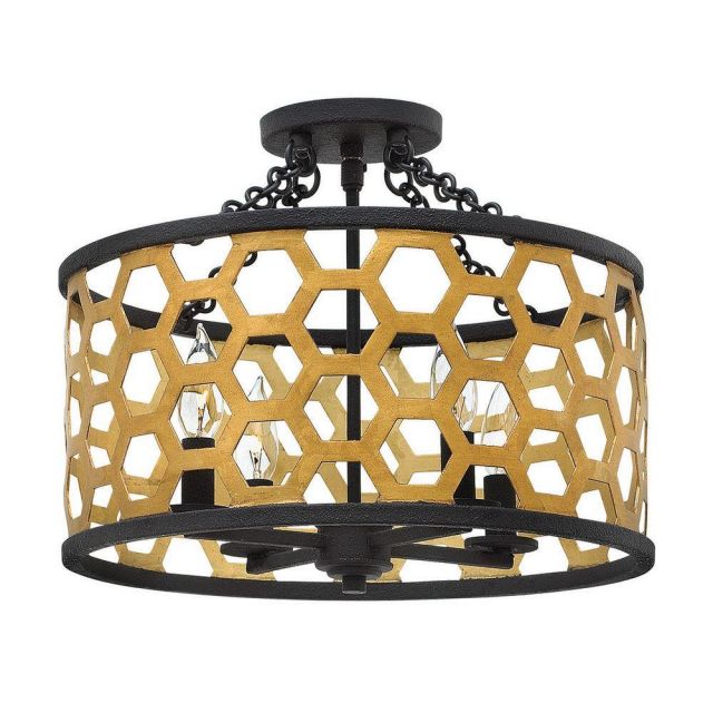 HK/FELIX/SF Felix 4 Light Semi Flush Ceiling Light In Gold And Black
