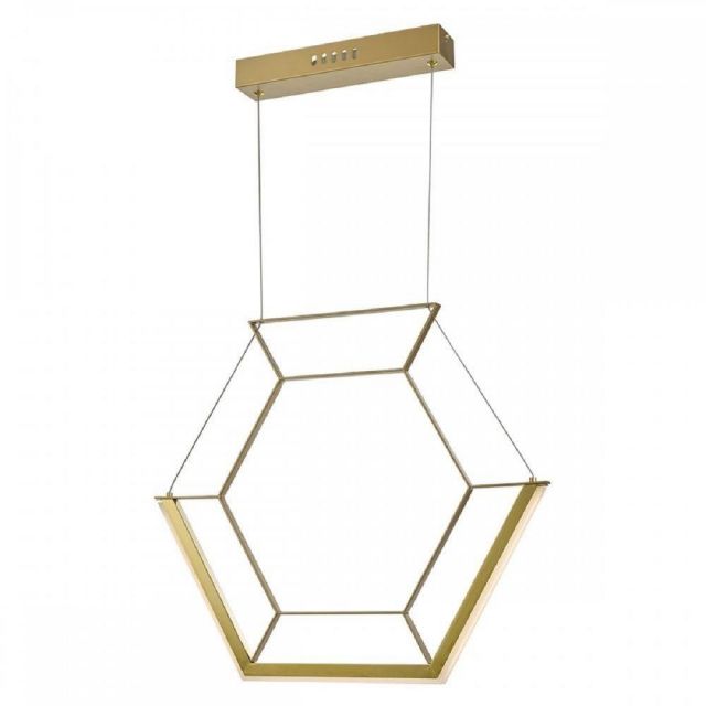 Dar HEX0135 Hexagon 1 Light Ceiling Pendant In Gold