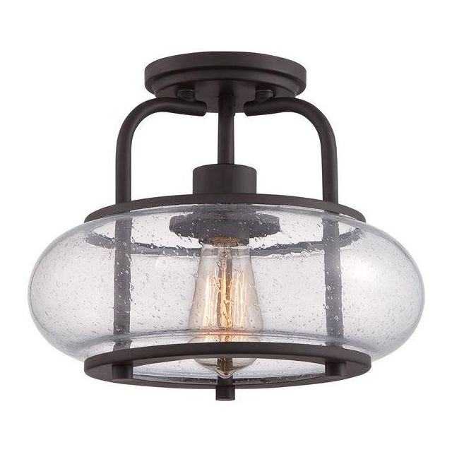 QZ/TRILOGY/SF/S Trilogy 1 Light Old Bronze Semi Flush Light with Glass Shade