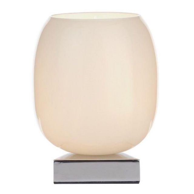 DIN412 Dino Touch Table Lamp With White Glass And Polished Chrome Finish