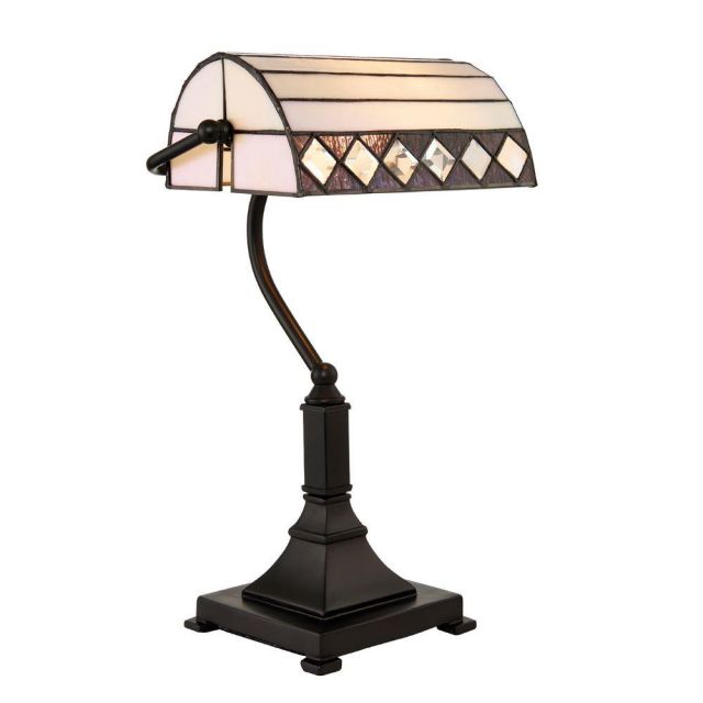 Interiors 1900 70908 Fargo 1 Light Bankers Table Lamp In Bronze With Shade