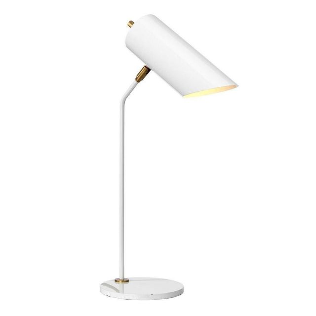 Elstead QUINTO/TLWAB Quinto 1 Light Table Lamp In White And Aged Brass