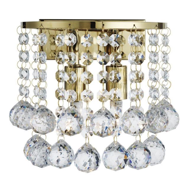Searchlight 2402-2GO Hanna 2 Light Wall Light In Gold With Crystal