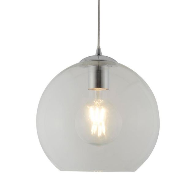 Searchlight 1621CL Balls One Light Celing Pendant In Chrome And Clear Glass - Width: 250mm