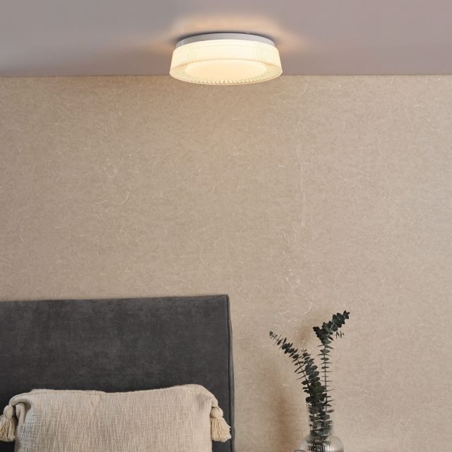 Dar Lighting Udell LED Flush Ceiling Light In White Acrylic Finish