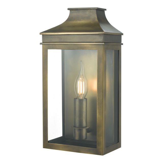 Dar VAP5245 Vapour 1 Light Outdoor Wall Light In Brass And Glass