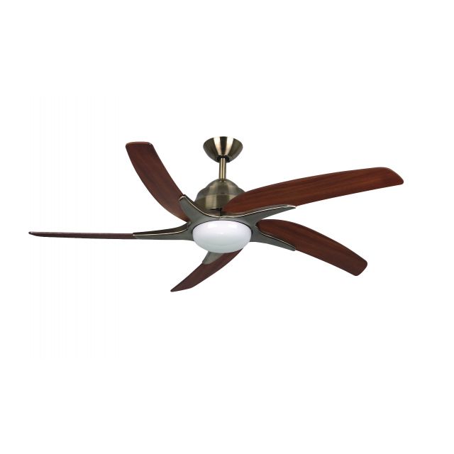 Fantasia 116097 Viper Plus 54 Inch Antique Brass Fan With Dark Oak Blades And LED Light
