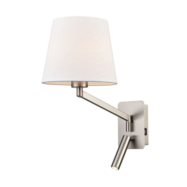 Rosie Swing Arm Wall Light With Reading Light And USB Port In Satin Nickel Finish W122/1174