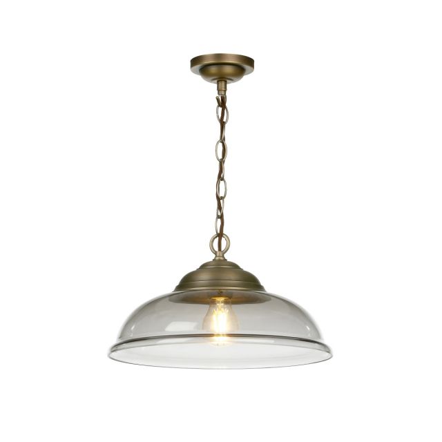David Hunt Lighting WEB0110 WEBSTER Single Ceiling Pendant Light In Antique Brass With Smoked Glass