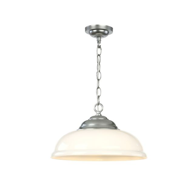 David Hunt Lighting WEB0112C WEBSTER Single Ceiling Pendant Light In Satin Chrome Finish With Opal Shade