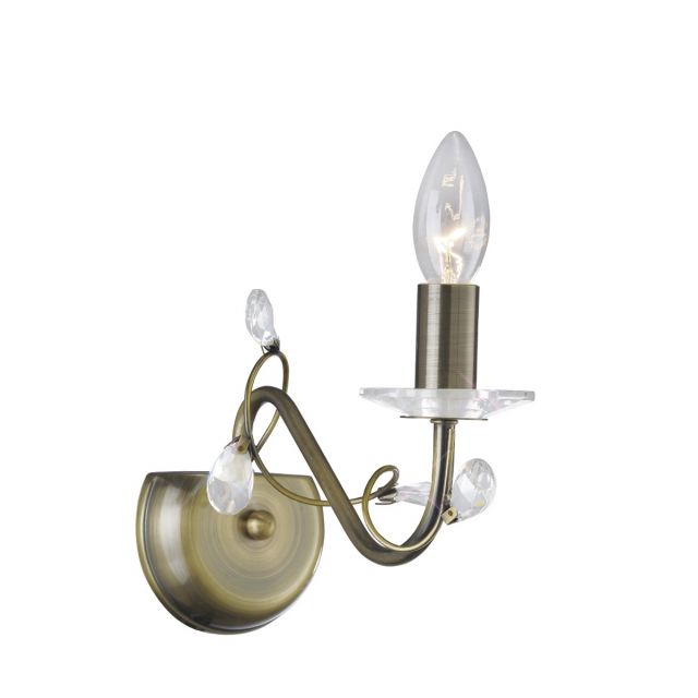 Diyas IL31221 Willow Single Wall Light in Antique Brass Finish