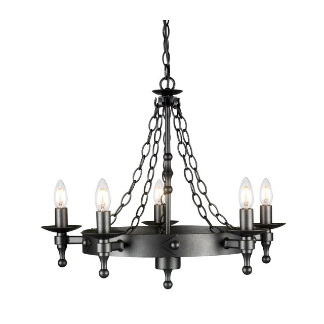 Elstead Warwick WR5-GRAPHITE 5 Light Chandelier In Black