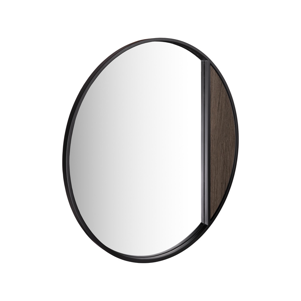 Dar Wisebuys Rasmus Mirror in Mocha Veneer and Matt Black 50cm