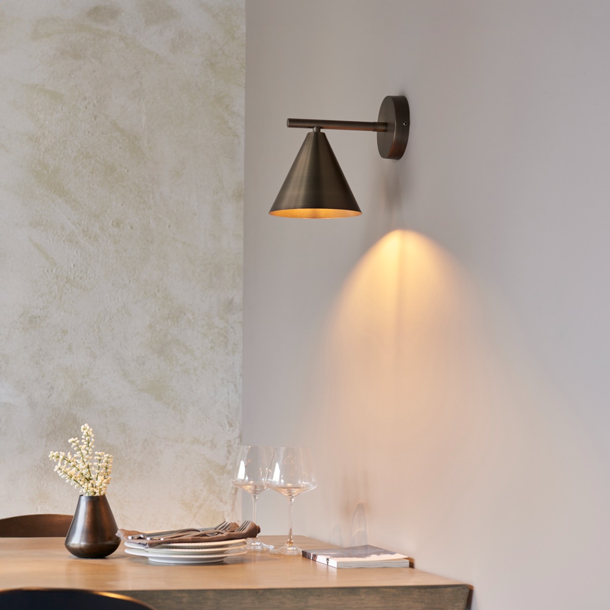 Endon 102894 Cape Single Wall Light In Brushed Antique Bronze Finish