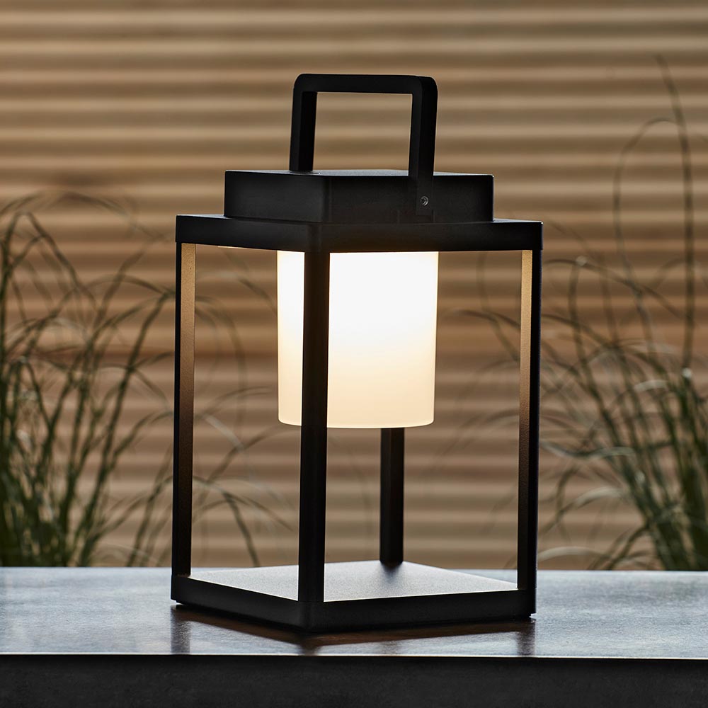 Endon 106801 Voyage Outdoor Rechargeable Table Lamp In Matt Black Finish IP44
