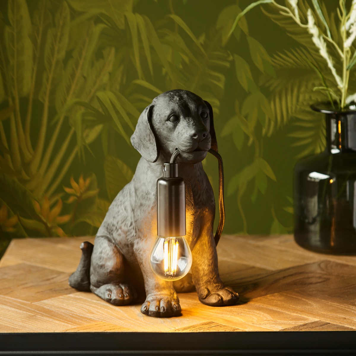 Endon 107365 Labrador Puppy Table Lamp In Matt Black Finish
