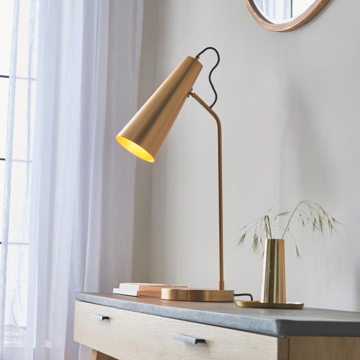 Endon 107527 Karna Task Table Lamp In Warm Brass Finish