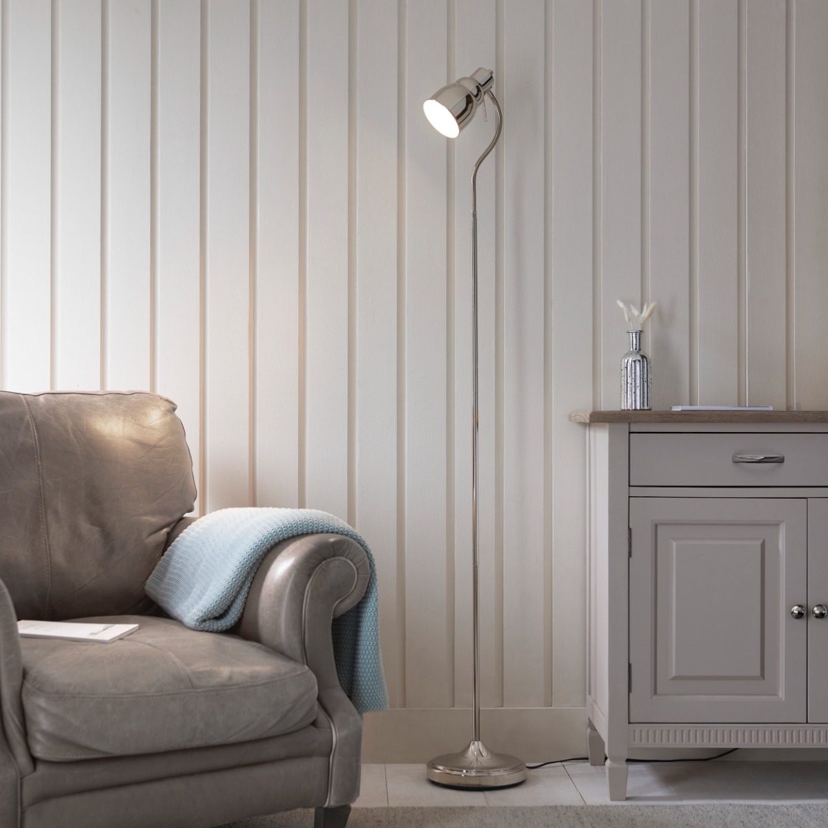 Endon 108127 Classic Flexi Floor Lamp Base In Bright Nickel Finish