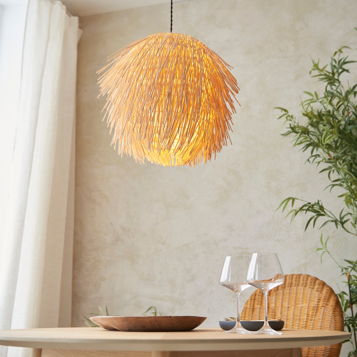 Endon 109204 Pushpa Natural Rattan Easy Fit Ceiling Light