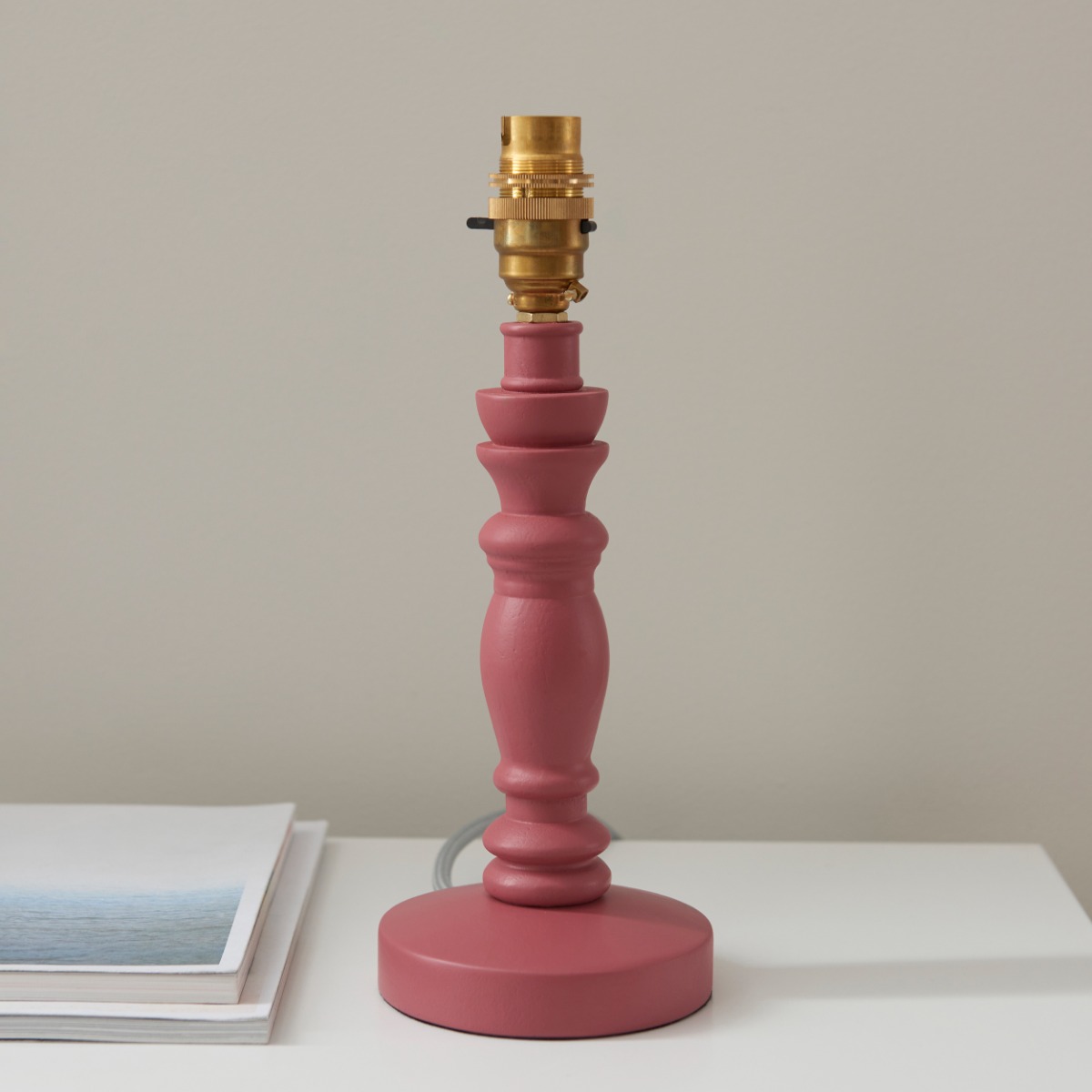Endon 111521 Bibury Table Lamp Base In Satin Pink Clay And Aged Brass
