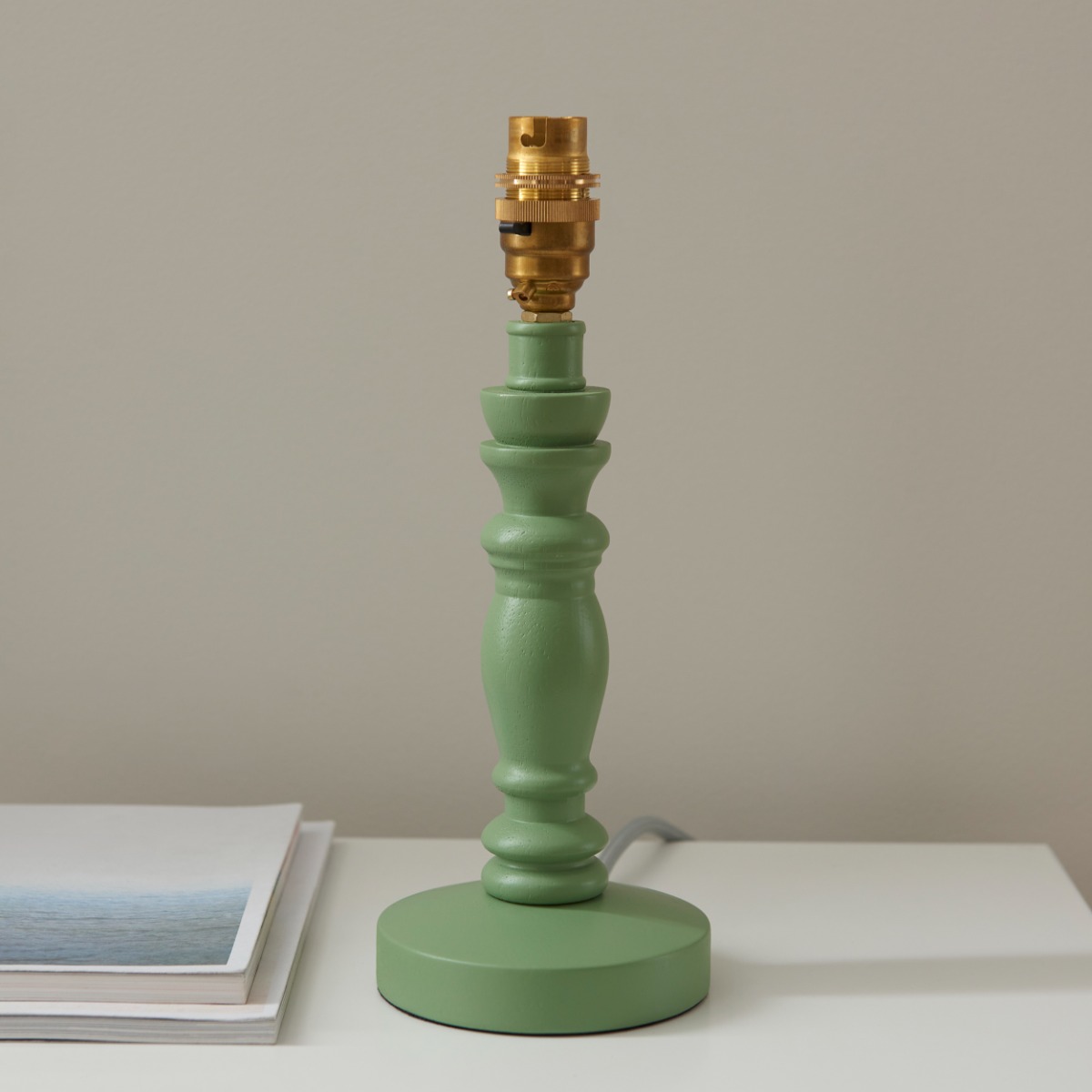 Endon 111522 Bibury Table Lamp Base In Satin Cotswold Green And Aged Brass