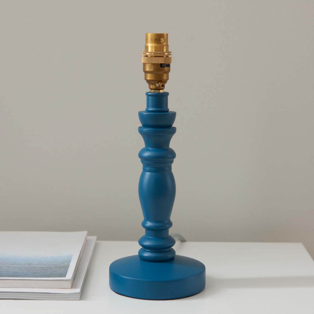 Endon 111523 Bibury Table Lamp Base In Satin Marlin Blue And Aged Brass