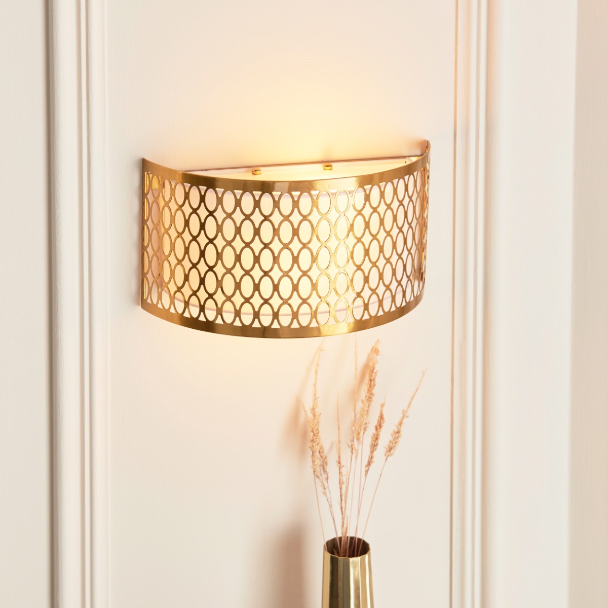 Endon 113423 Cordero 2 Light Wall Light In Gold With White Inner Shade
