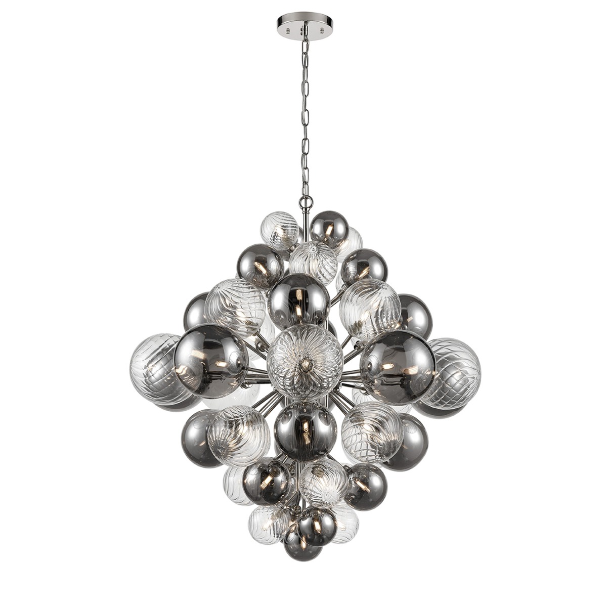 Image of Show 47 Light Ceiling Pendant Light In Chrome Finish With Multicoloured Glass F2451-47