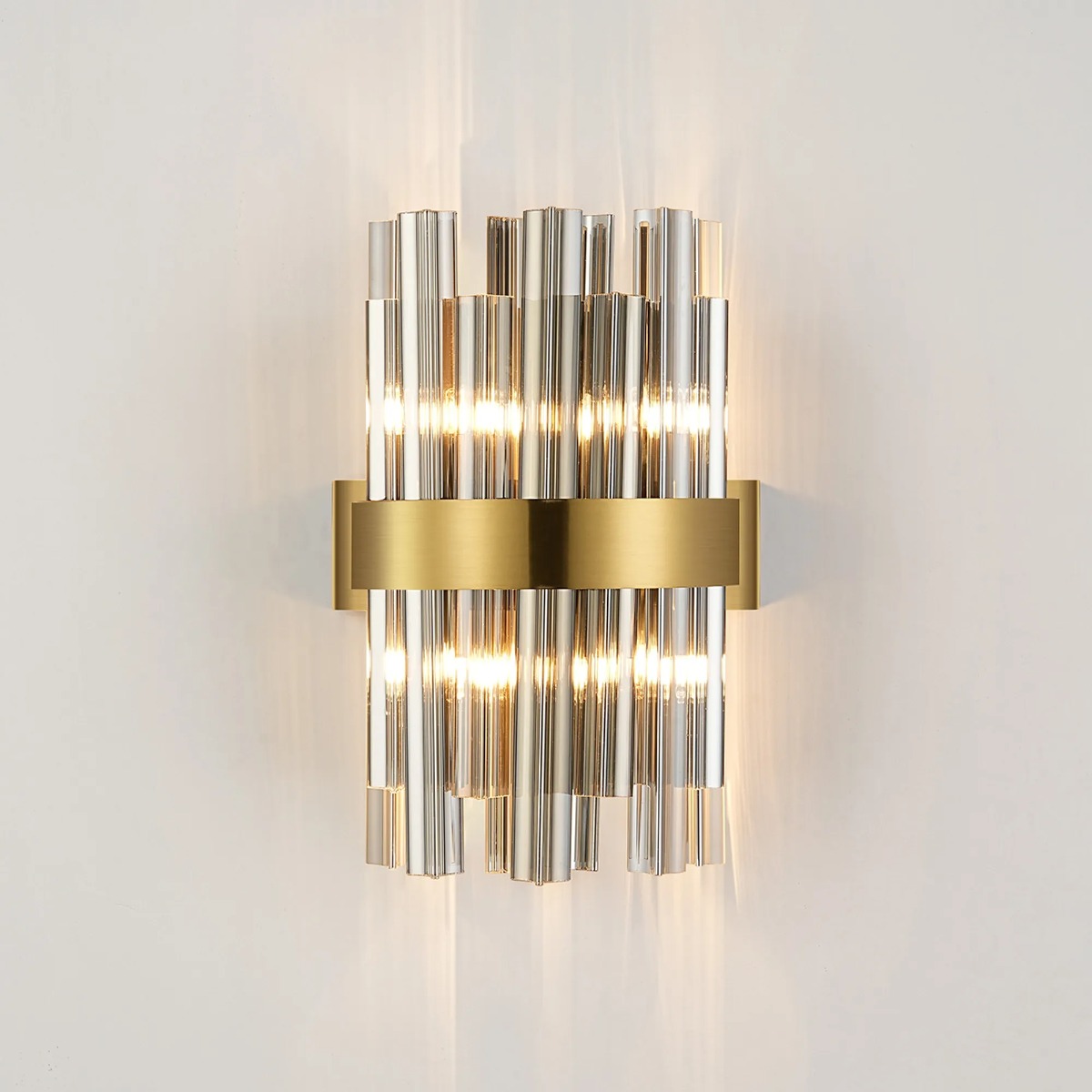 Hampton 4 Light Wall Light In Brass Finish With Smoked Glass