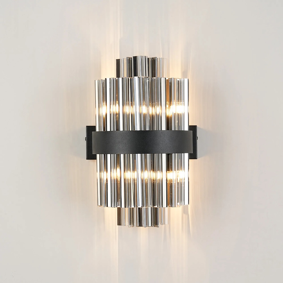 Hampton 4 Light Wall Light In Satin Black Finish With Smoked Glass