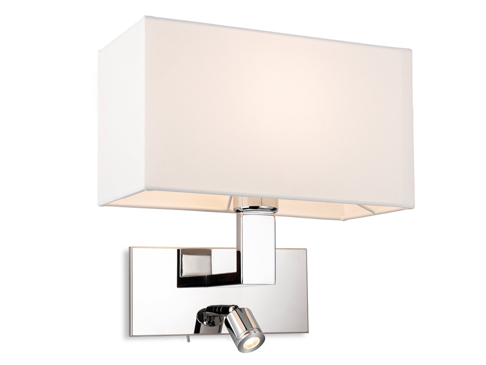 Firstlight 4940CHCR Raffles 2 Light Switched Wall Light In Chrome Finish With Cream Rectangle Shade
